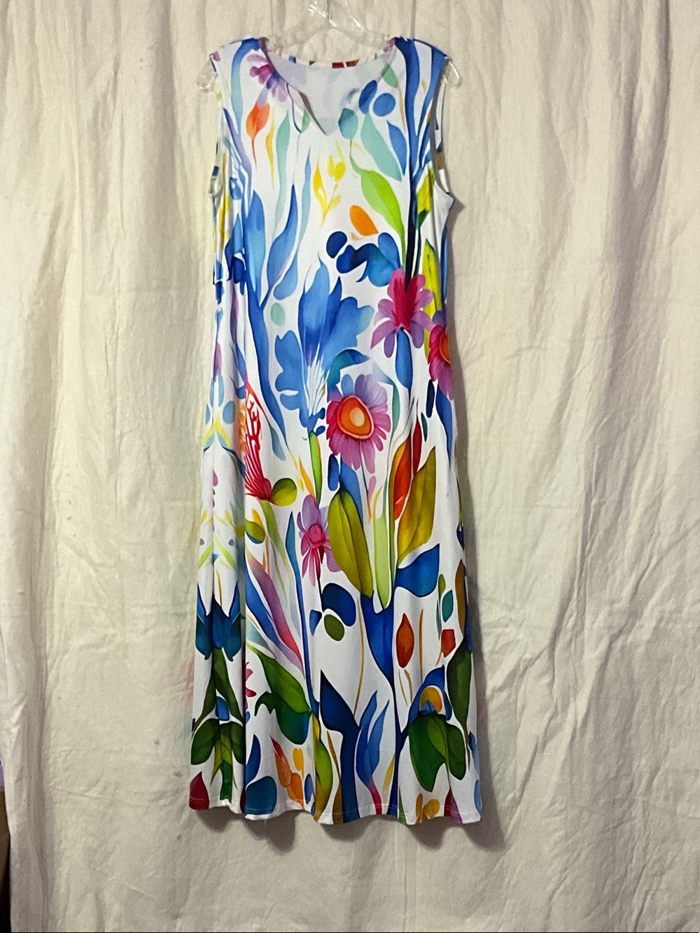 Bright Floral Sleeveless Maxi Dress